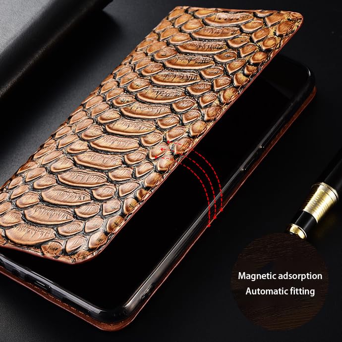 Rabat Coque pour iPhone 18 Pro Max/18 Pro, Python Motif Véritable Cuir