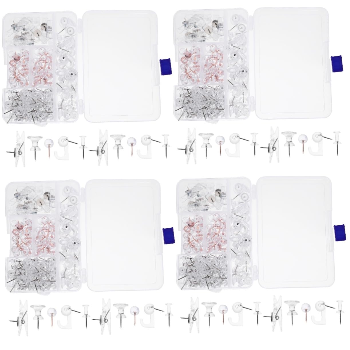 ARTIBETTER 4 Boîtes Broche de Bureau Poussoir punaises décoratives Bulletin punaises claires Planche Carte Punaise Pratique Broches compactes Petites Métal