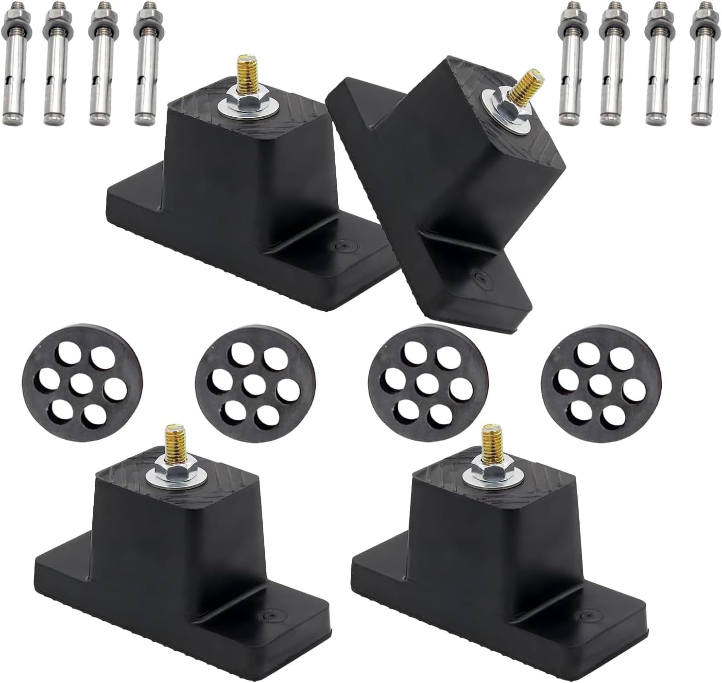 4 Pack Heavy Duty Anti Vibration Pads for Mini Split Air Conditioner , Rubber Vibration Isolator Mounting Brackets with Expansion Screws and Shock Absorbing Pads, Fits HVAC, Central AC Air Compressor