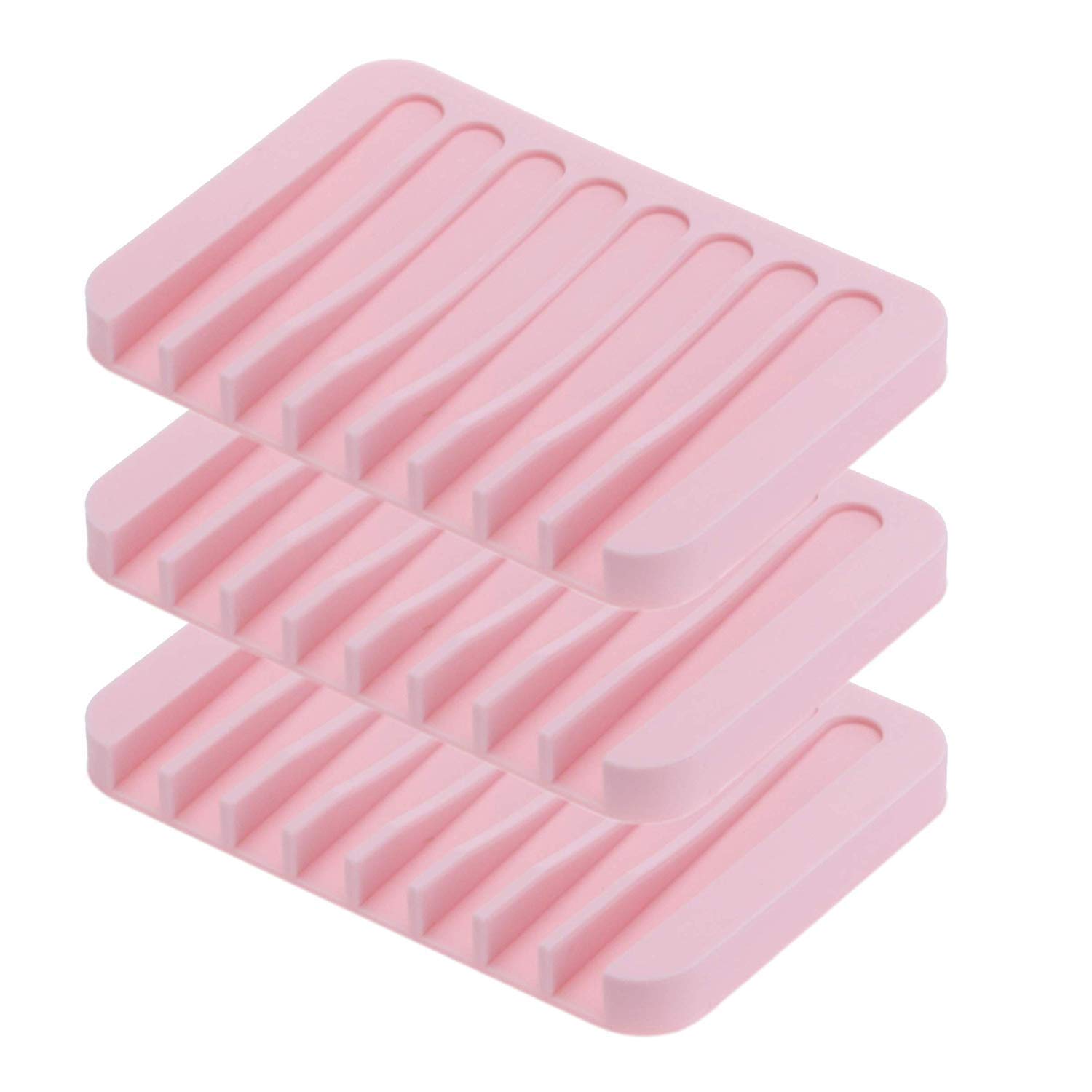 we3 Silicone Soap Dish Tray Saver Holder Drainer Shower Waterfall for Bathroom/Kitchen/Counter Top, Keep Bars Dry Easy Cleaning Flexible Silicone, soap Dish,(3 Pack) (Pink) (B07KWSTTWG) Amazon Price History, Amazon Price Tracker