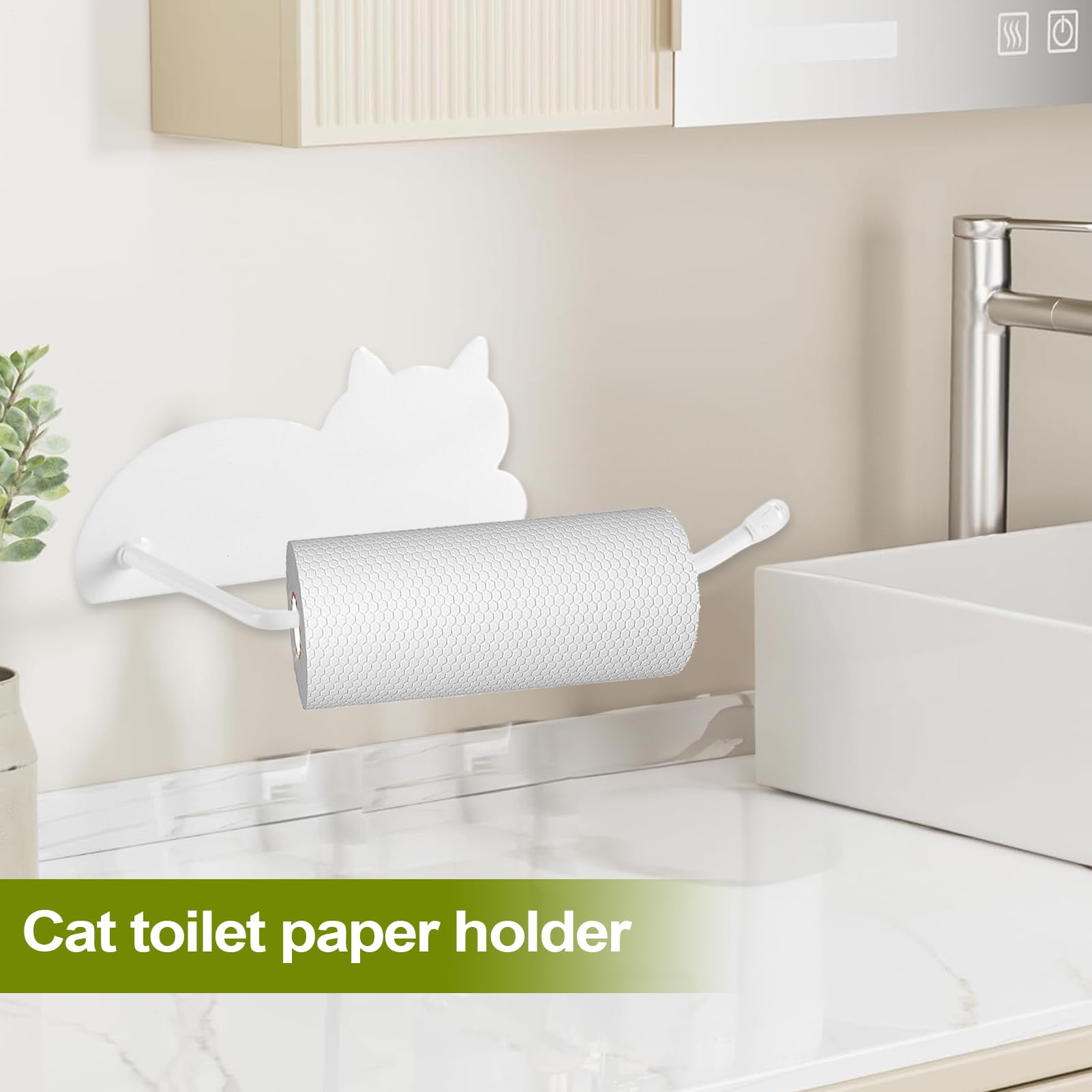 Porta Rotoli Di Carta | Portarotoli per Asciugamani di Carta,Mensola Appendibile Con Design Gatto Per Casa Viaggio Frigorifero Fattoria