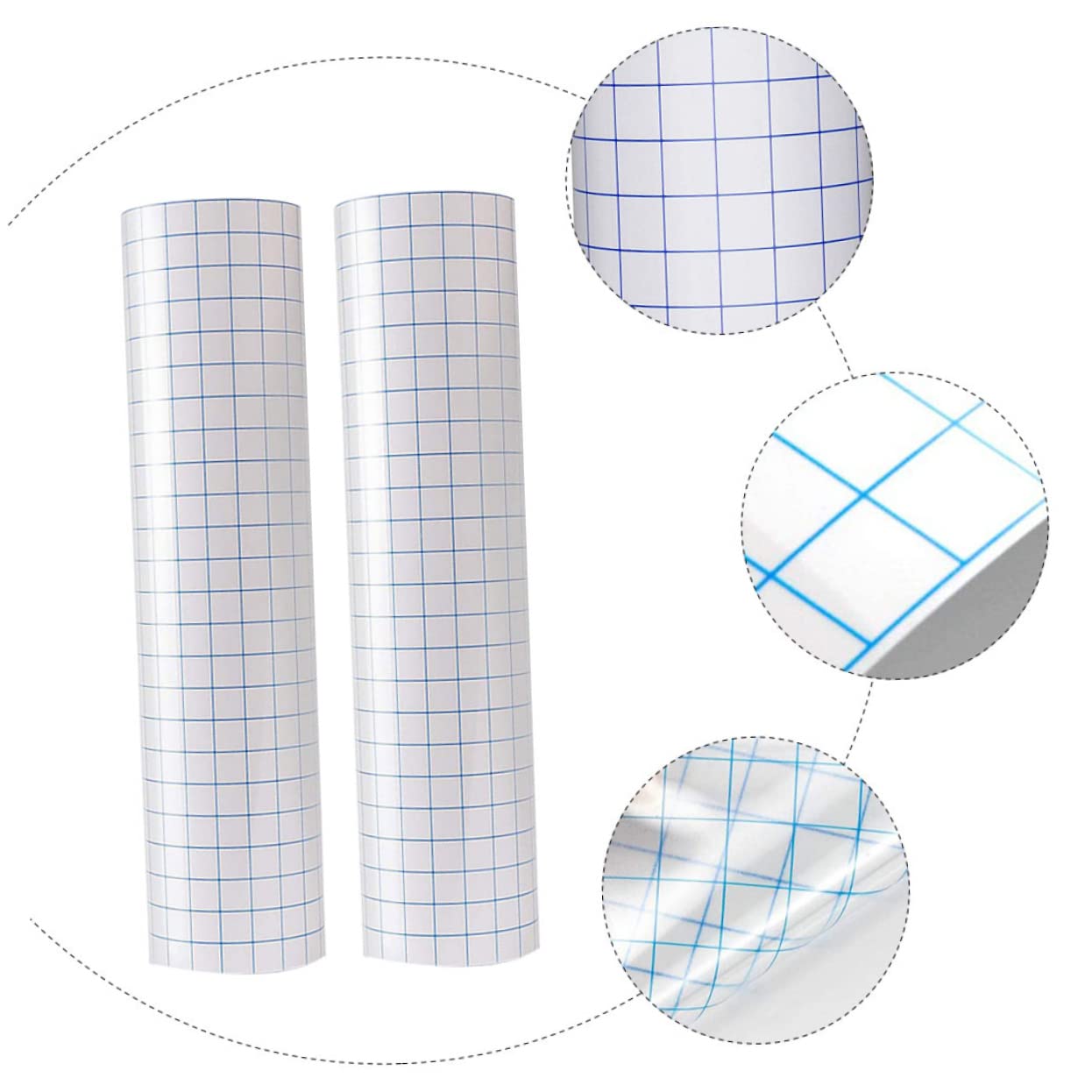 Veemoon 3PCS Self-Adhesive PVC Transfer Tape for Vinyl Projects Blue Grid Design for Crafting and DIY Applications