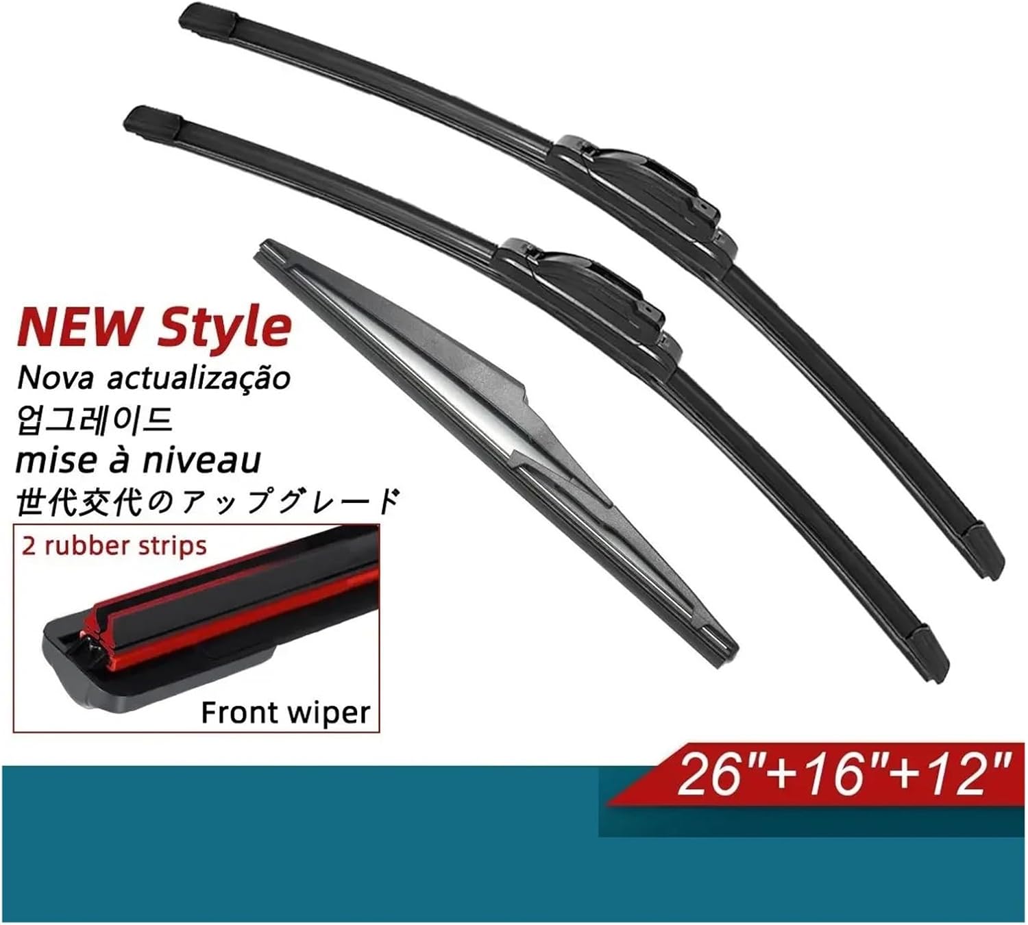 Double Rubber Car Wiper Blades 2019-2021 Compatible With TOYOTA RAV4 XA50 Front Rear Windscreen Windshield Wipers Car Accessories 2020 2021(6PCS)