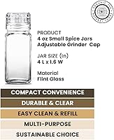 Vista 3 de Tarro de especias de vidrio cuadrado transparente pequeño y tapa ajustable para molinillo Paquete económico de 6