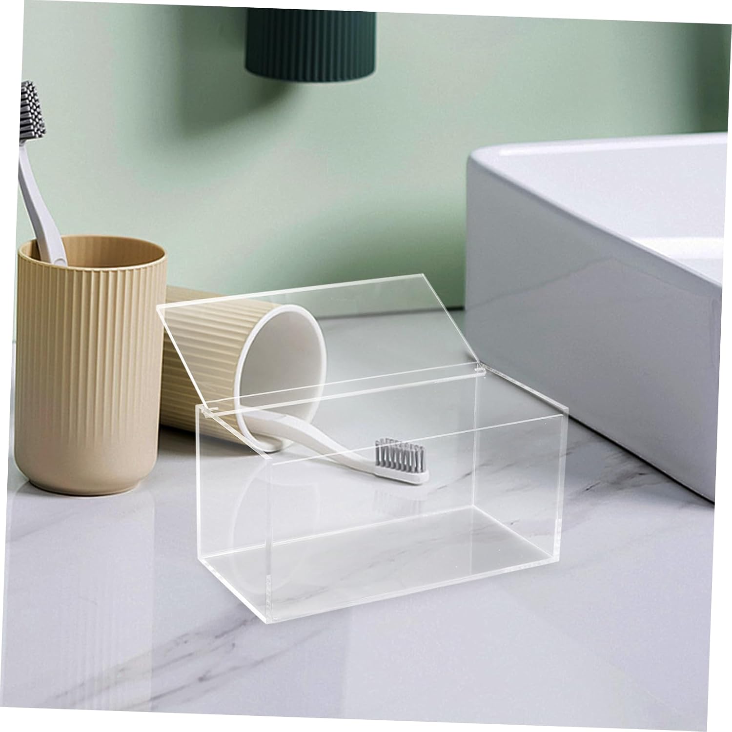 Unomor Clear Dryer Dispenser Box with Lid Versatile Sundries Storage Organizer for Laundry Room Transparent Design for Easy Access to Dryer Large Capacity