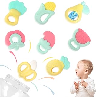8PCS Baby Rattles Toys for 0-12 Month Boy Girl, Early Developmental Sensory Toys for Babies, Gifts Set with Infant Teether Shaker Grab Toys