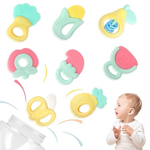 Aumuko 8 juguetes de sonajeros para bebés de 0 a 12 meses juguetes sensoriales de desarrollo temprano para bebés juego de regalos con mordedor