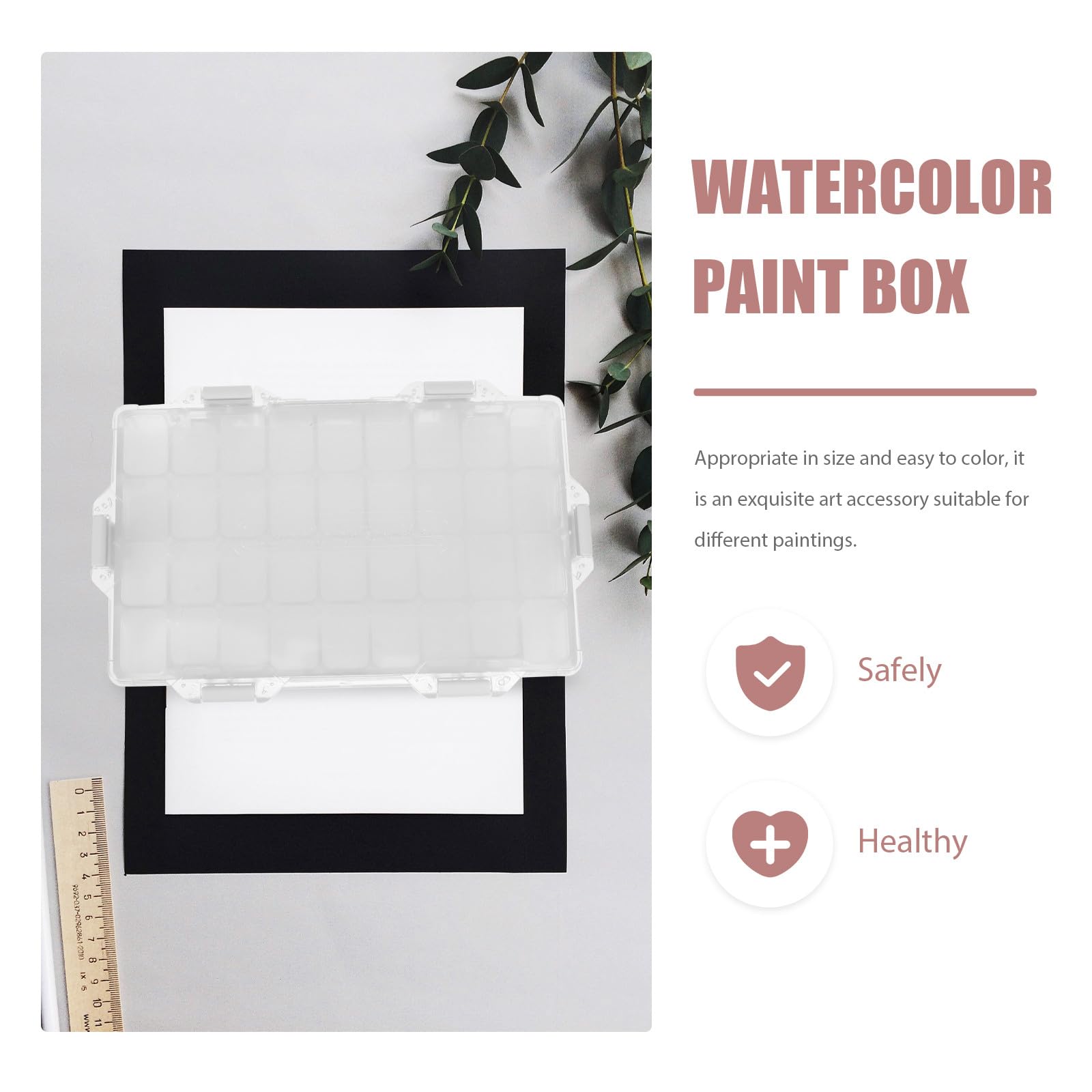 Boîte à Aquarelle 36 Cases en Abs Plaque de Fixation de Couleur, Hermétique et Étanche, Plateau à Pigments pour Mélange, Rangement Peinture, Artistes et Étudiants