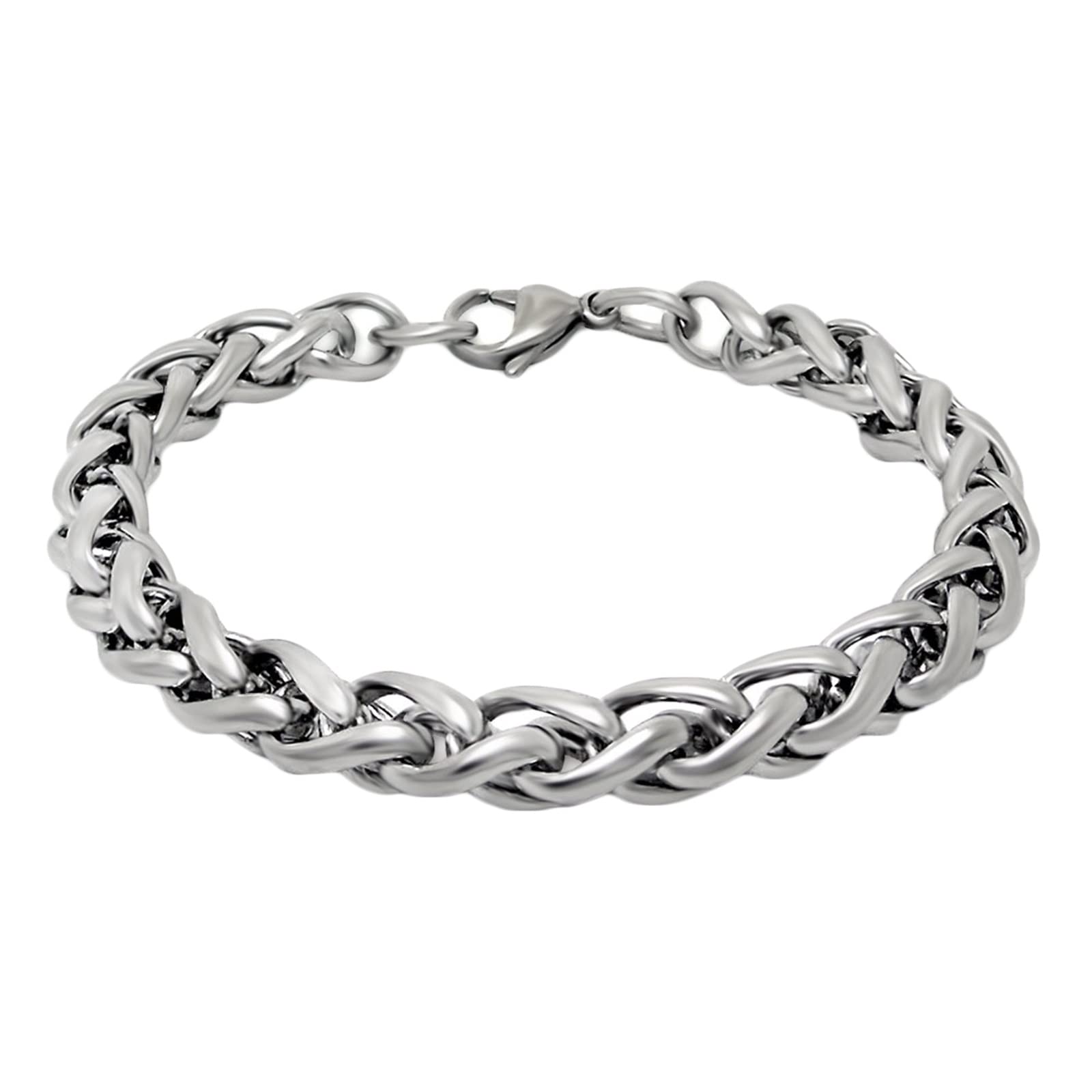 ANAZOZPulsera de Acero Inoxidable para Hombre,Pulseras Hombre Gotico Pulsera Hombre 18 cm Pulseras 7.1mm Brazaletes Hombre Plata