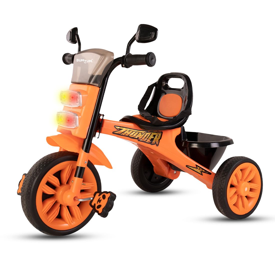 Bumtum Thunderbolt Tricycle for Kids 3 to 5 Years with Foldable and Rotatable Footrest, Fabric Cushion Seat and Safety Guard Rail (Orange) (B0D2RHRCTN) Amazon Price History, Amazon Price Tracker