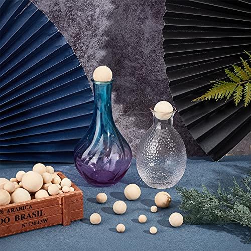 PandaHall 215pcs 6 Size Natural Wood Balls, Wood Craft Balls Unfinished Round Wood Balls Finials Decorative Balls for DIY Craft Jewellery Making 10/12/16/20/24/30mm