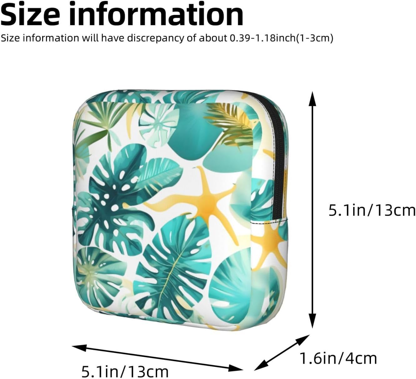Tropical Beach Plant Theme Print Multifunctional Storage Bag Pad Bag Skin-Friendly Period Pouch Reusable Tampon Bag for Female