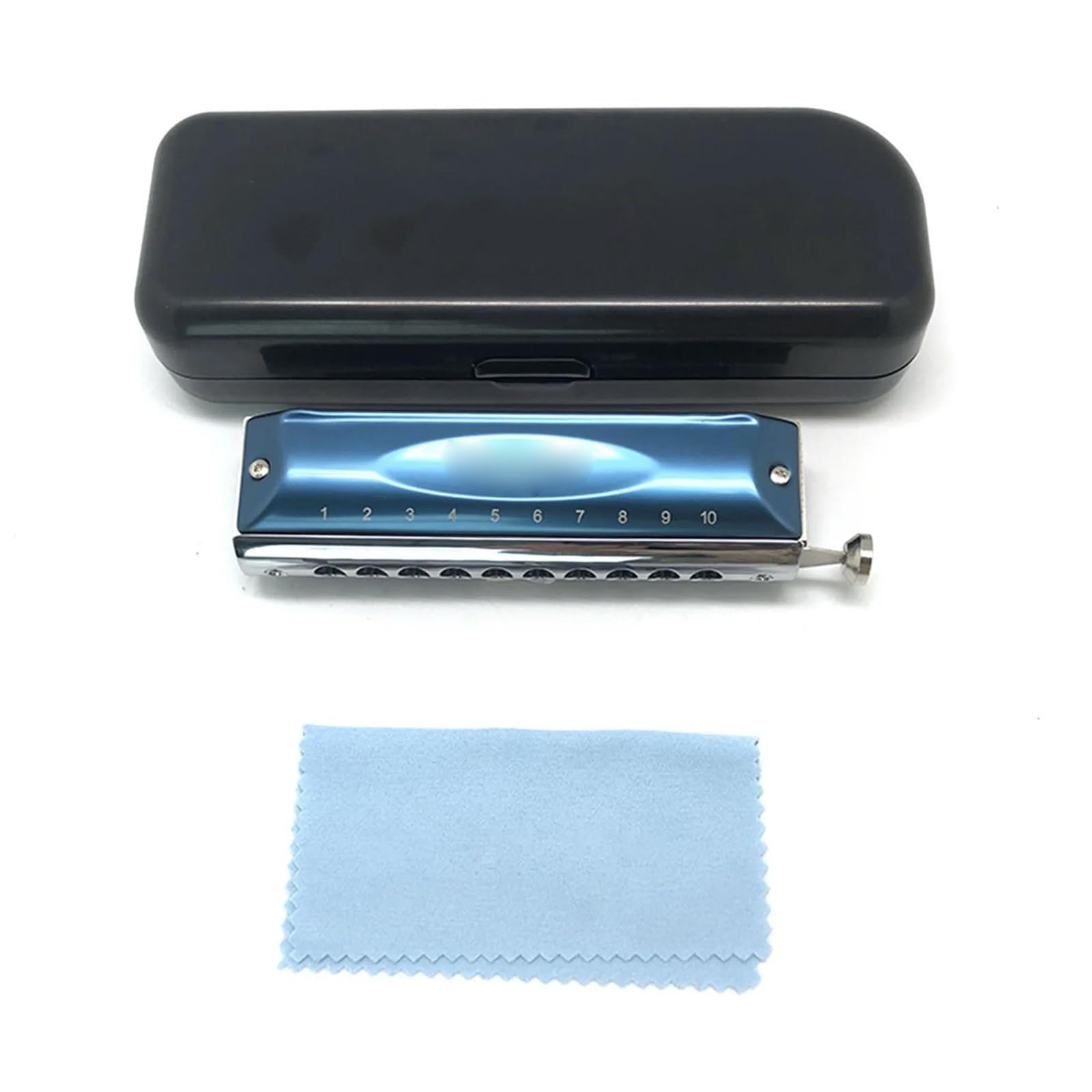 Armoniche a bocca Armonica Blues Professionale A 10 Fori Pettine In Alluminio Piegabile Con Copertura Blu