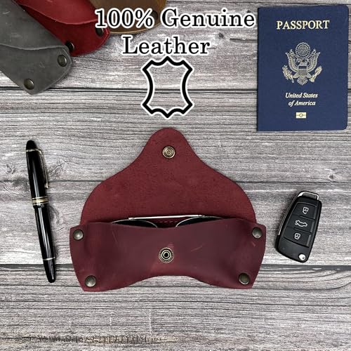 Image of Leather Glasses Case for Men - Vintage Rustic Belt Eyeglass Holder