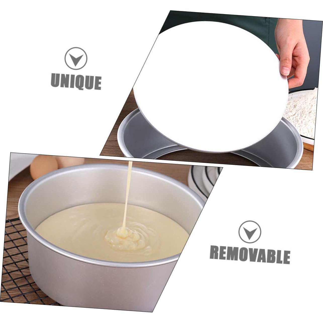 DOITOOL Runde Kuchenform zum Backen von Kuchen und Torten aus Aluminiumlegierung 20cm mit Antihaftbeschichtung und Abnehmbarem Boden Zuhause