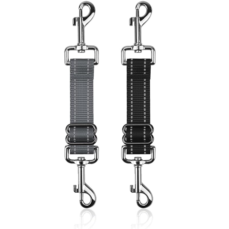 Clipe de segurança para coleira de cães YUEPET em nylon ajustável Grey+Black, pacote com 2