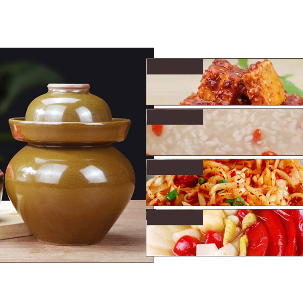 ZHOUXIAO Frasco De Fermentación De Cerámica De Cerámica Tradicional Jarra De Encurtido con Tapa De Esclusa De Sello De Agua, Gran Espesor De Cerámica Jarra De Pepinillo 9KG