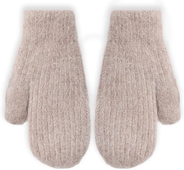 INOGIH Winter Warm Mittens Cold Weather Gloves for Women - Soft lining Thick Crochet Cable Knit Gloves