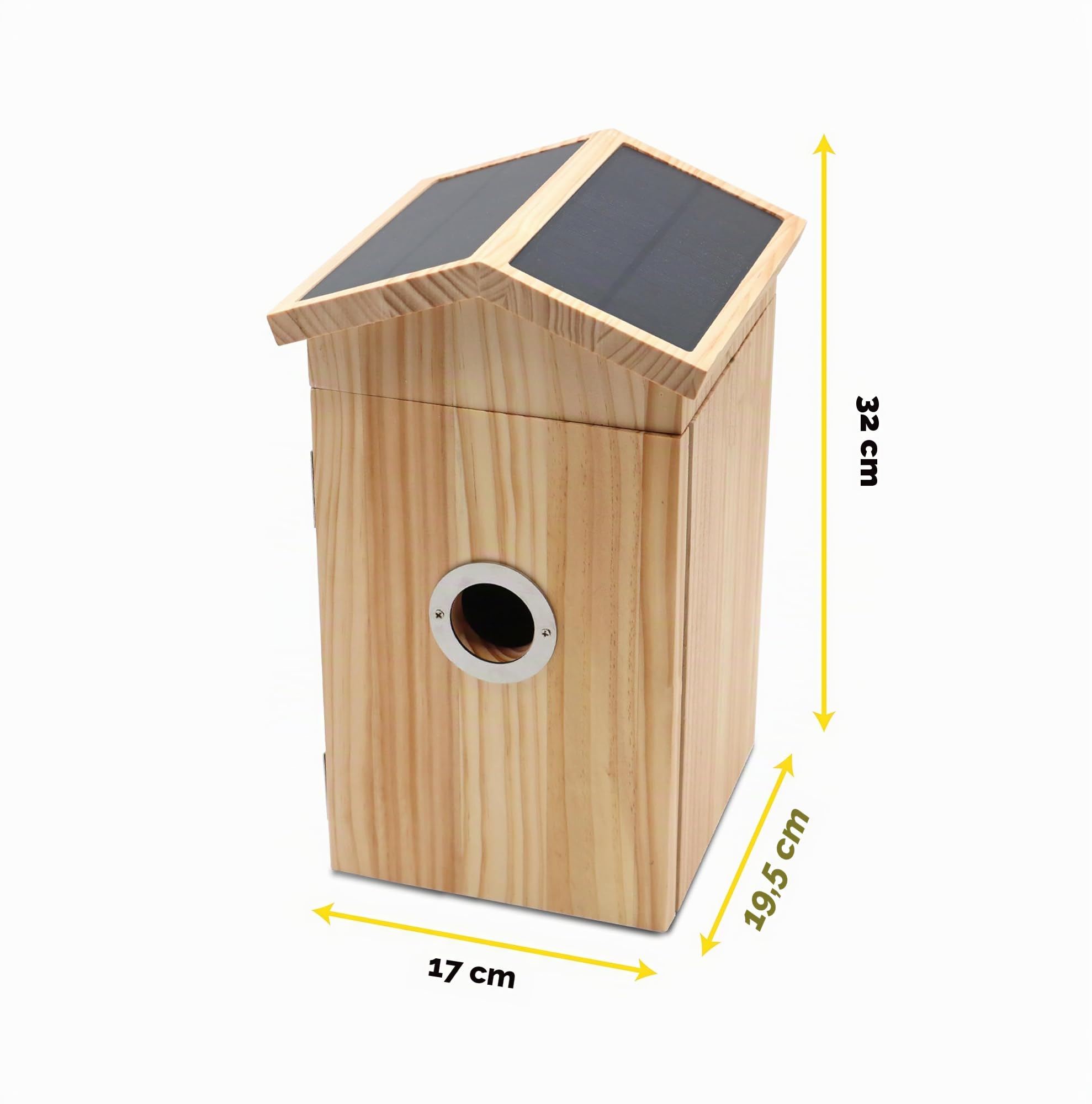Croci Nido per Uccelli Wifi - Con Pannello Solare, Batteria e Telecamera HD 1080p, App Smart con riconoscimento della specie, foto e video, Sensori di movimento per volatili, in legno