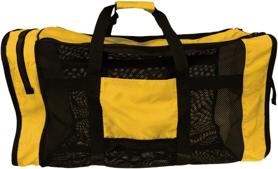 Heavy Duty Foldable Mesh Dive Bag Duffel Bag Storage Pouch for Diving Scuba Snorkeling Gear Yellow