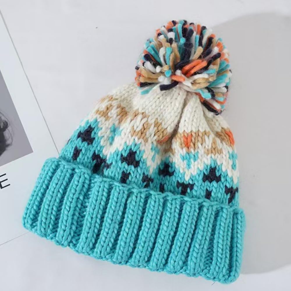 Czapki dla kobiet zimowa dzianinowa czapka beanie z pomponem vintage ciepła czapka dla kobiet miękka elastyczna czapka narciarska