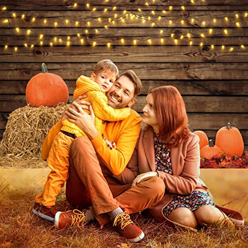 Fall Thanksgiving Wood Backdrop for Photography Party Decorations Autumn Wooden Plank Pumpkin Harvest Hay Photo Background Kids Adults Birthday Baby Shower Farm Theme Backdrop Studio Props 10x6.5ft - Thumbnail 5