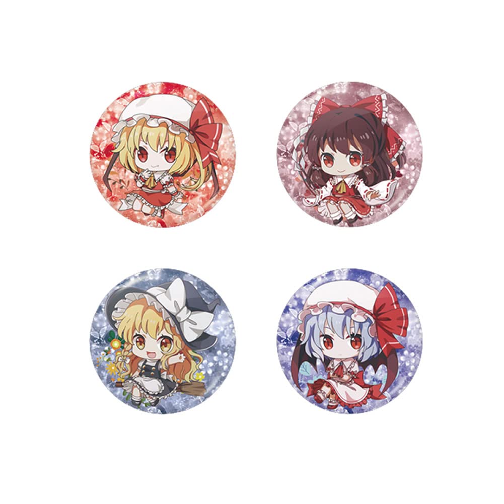 awa Touhou Project Brooch Pin 4PCs,Marisa Kirisame Cosplay Hakurei Reimu Costume Accessories Badge Metal Multicolor