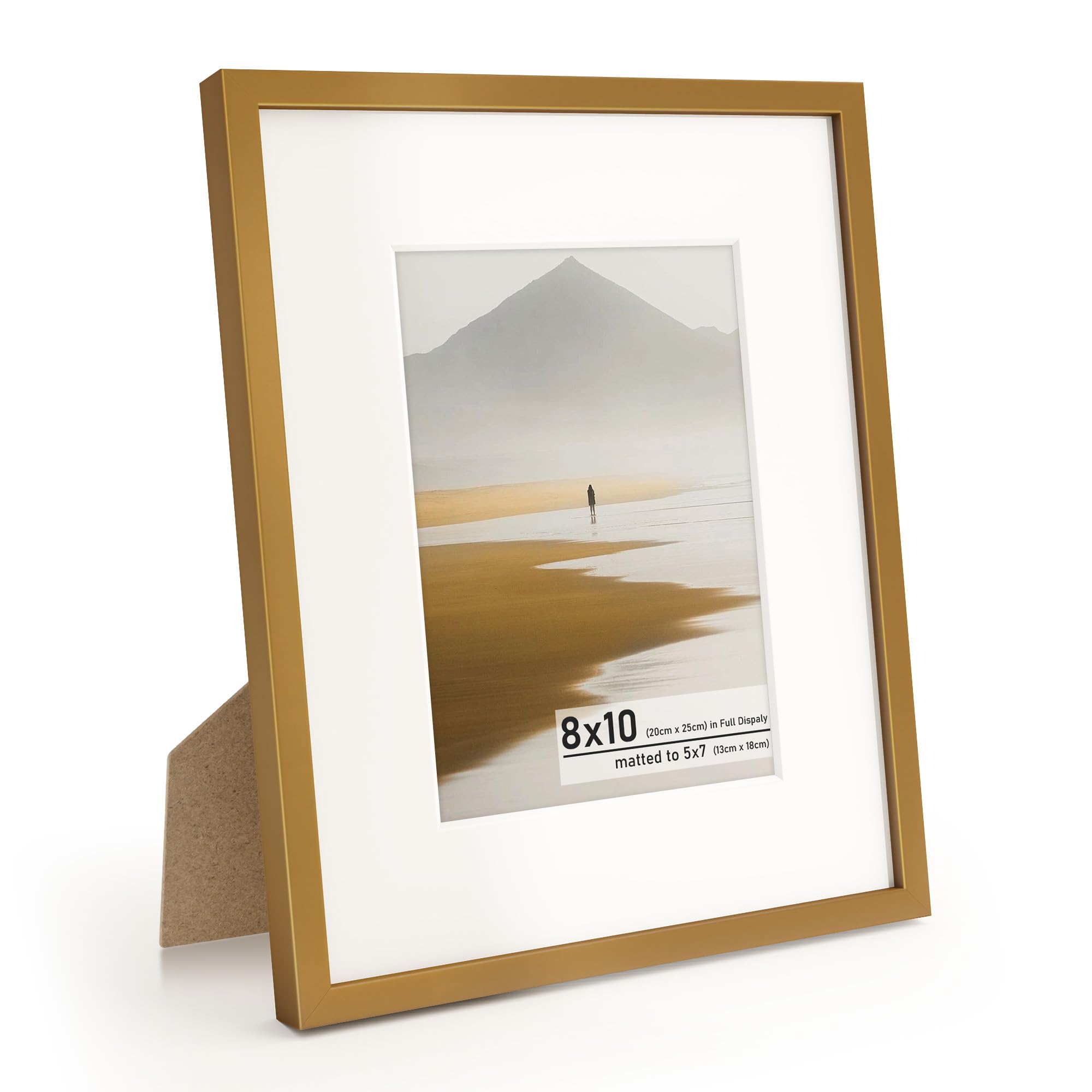 Metal Picture Frame 5x7in with Mat or 8 x 10in Without Mat, Upgrade Aluminum Photo Frames, for TableTop Display and Wall Mounting, Wall Hook Hanging Hardware Included, Bronze — image 1
