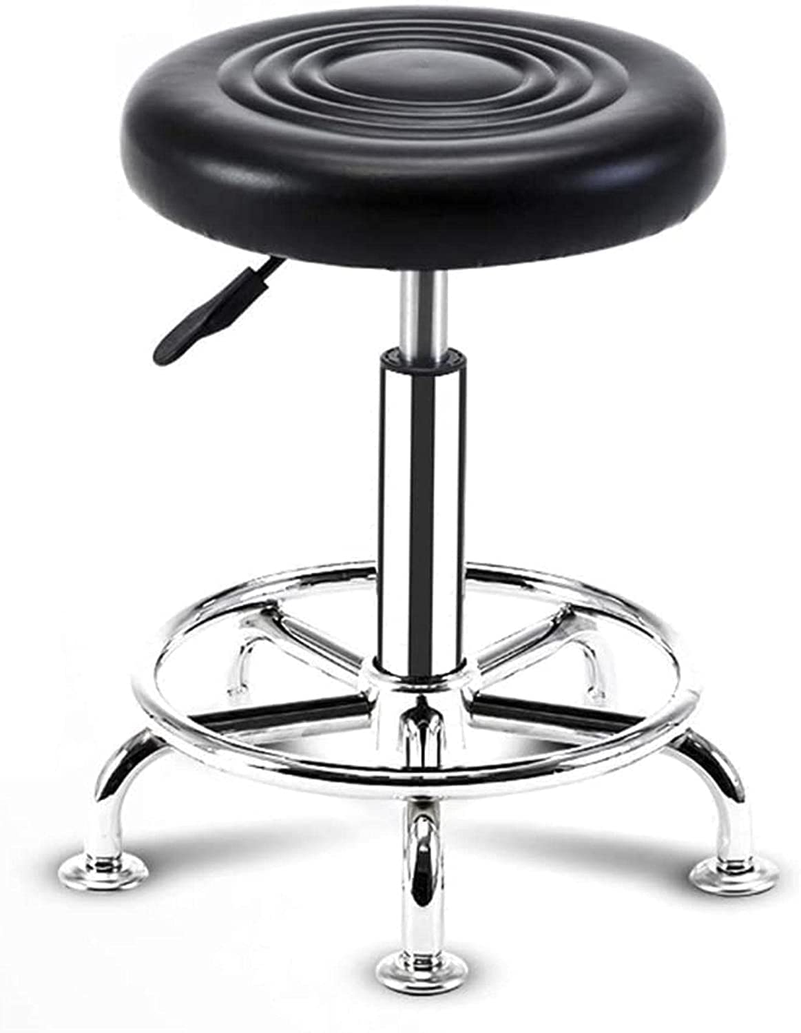 auf Rädern, robust, höhenverstellbar, mit Rädern, hydraulisch, für Werkstatt, Gitarre, Labor, Tattoo, Werkbank, medizinischer verstellbarer Drehstuhl (Farbe: Schwarz, Größe: 33 x 42–54 cm) Present