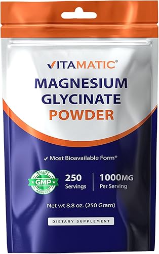 Vitamatic Magnesio (de glicinato y óxido) - Apoya la salud muscular, articular y cardíaca, 8.82 oz