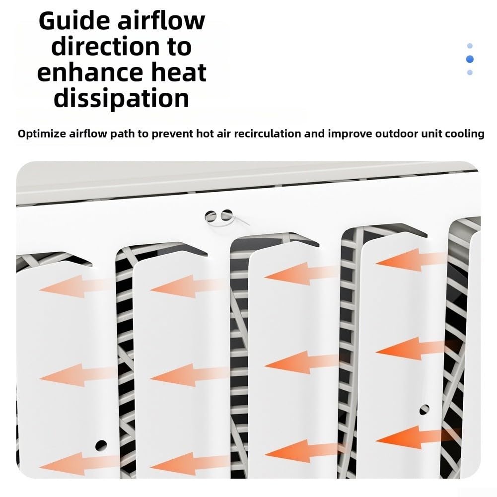 Protector de viento plateado para unidad exterior de CA, cubierta de guía de flujo de aire sin taladro para disipación de calor, deflector de esquinas redondeadas resistente a la corrosión, 43 x 43 cm