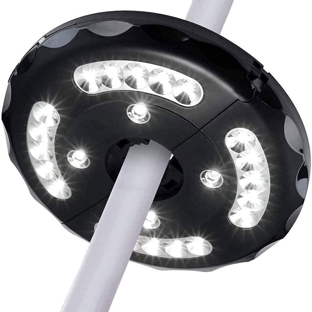 ADITAM Lumières de Parapluie de décoration de Patio, lumière de Parapluie de terrasse Rechargeable, 24 lumières LED 3 Modes de lumière de Parapluie sans Fil à Commande USB pour tentes de Camping ou
