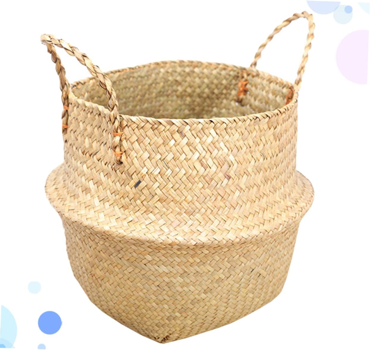 2pcs Portable Handheld Flower Basket Elegant Straw Woven Design for Home Decor Weddings Special Events Lightweight Yellow Storage Holder for Floral Arrangements and Petals