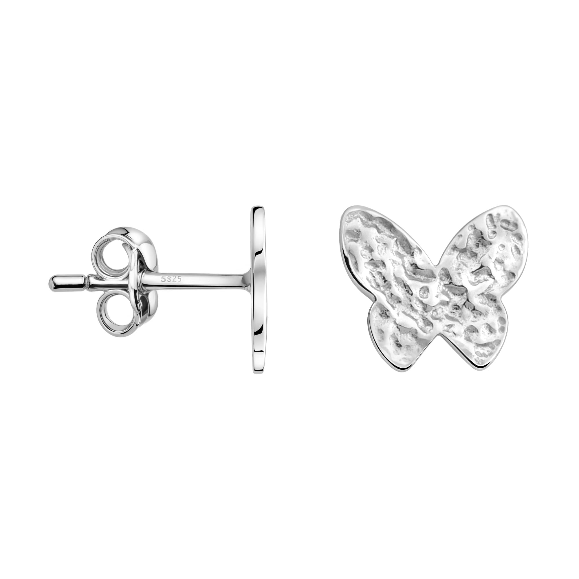 SOFIA MILANI - Pendientes Para Mujeres En Plata De Ley 925 - Chapados En Oro - Pendiente De Botón De Mariposa Círculo - E2947