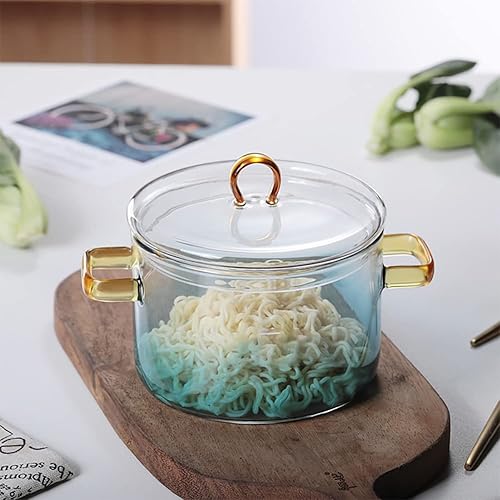 Miniatura 25 de Cacerola de vidrio con tapa, olla y sartén de vidrio resistente al calor de 2.3 L/77 onzas con tapa, el mejor juego de utensilios de cocina de 2.3