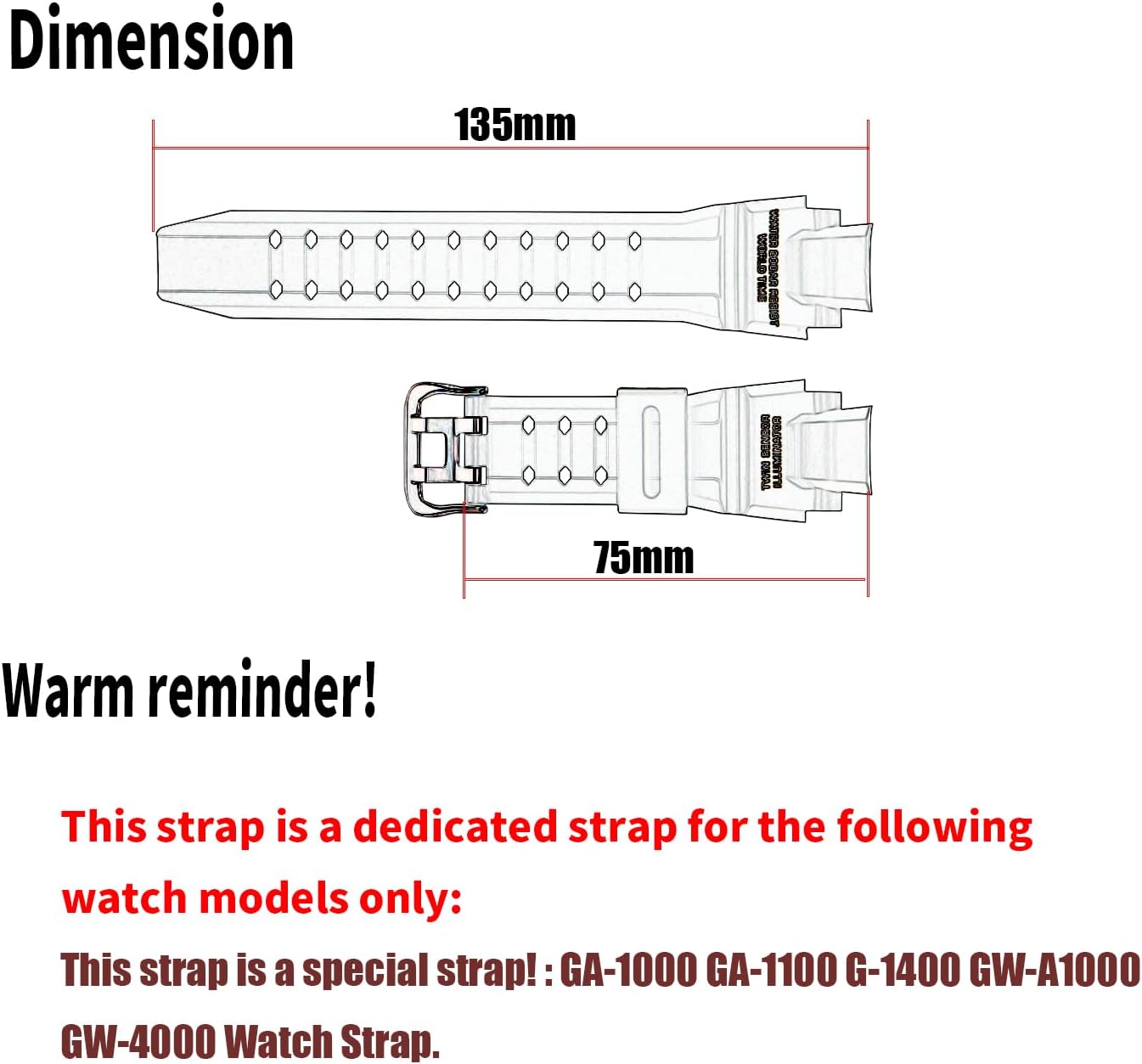Resin Watch Band Compatible for Casio 16mm 10435441 GA-1000 GA-1100 GW-A1000 GW-A1100 GW-4000 G-1400 GWA-1000 Strap Replacement for men and women wirst watchband