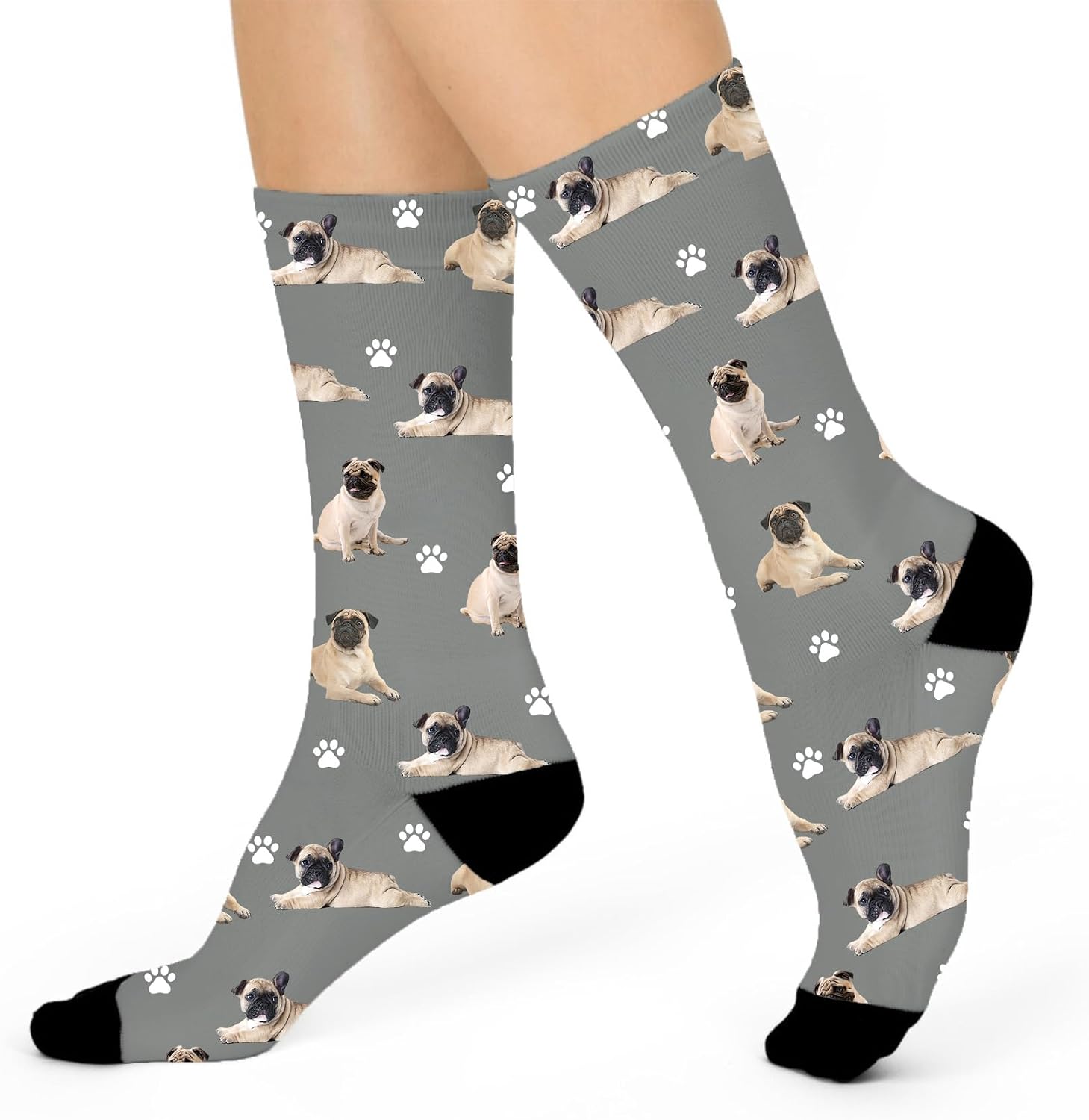 Funny Pug Crew Socks,Cute Dog Athletic Running Socks