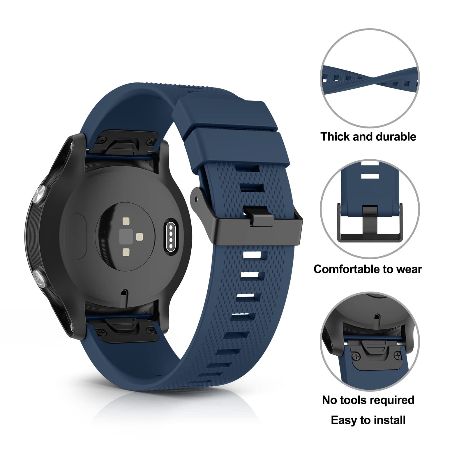 Cinturino Silicone Per Garmin Fenix 5/6/7 - Quick-Fit 22mm, Polso 170-235mm - Foto 8