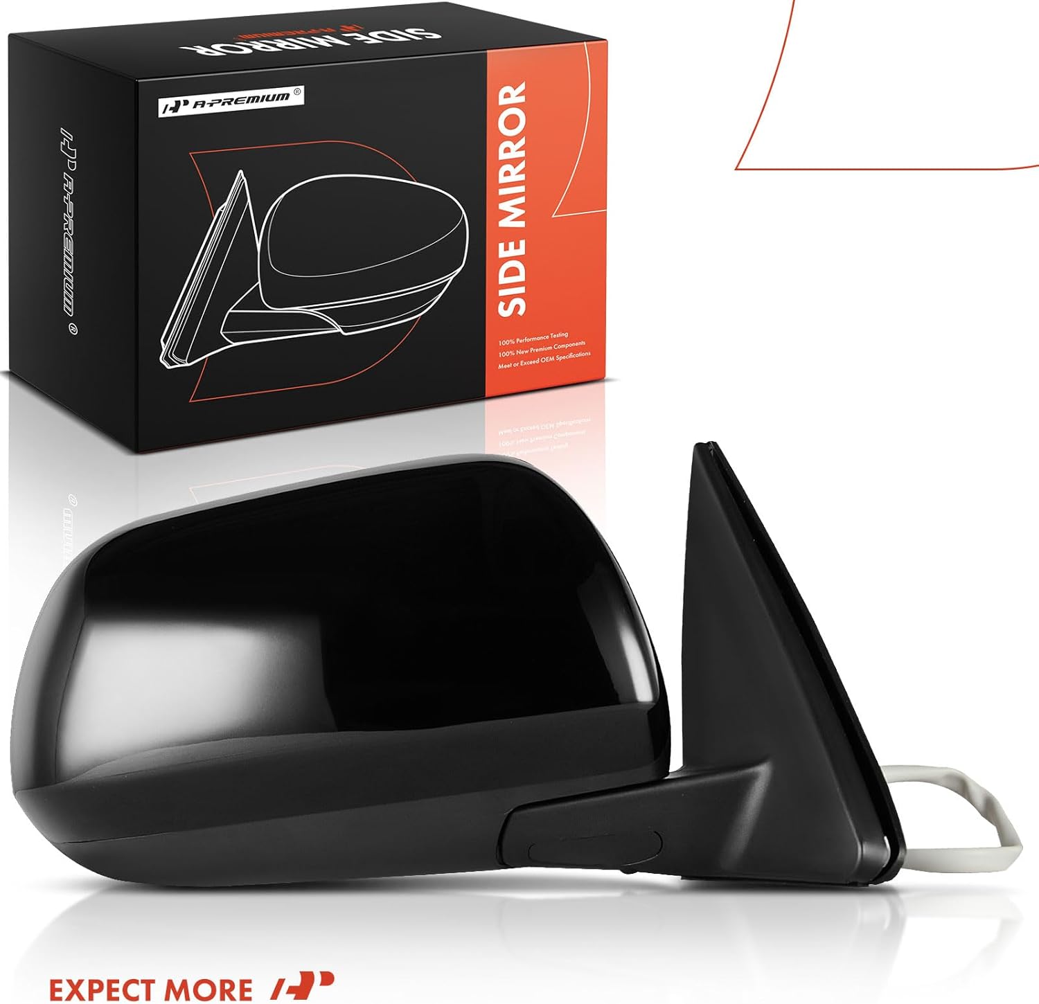 A-Premium Passenger Side Power Door Mirror - Compatible with Toyota Highlander 2008 2009 2010 2011 2012 2013 - Heated Manual Folding Black Outside Rear View Mirror - Replace# 879100E082