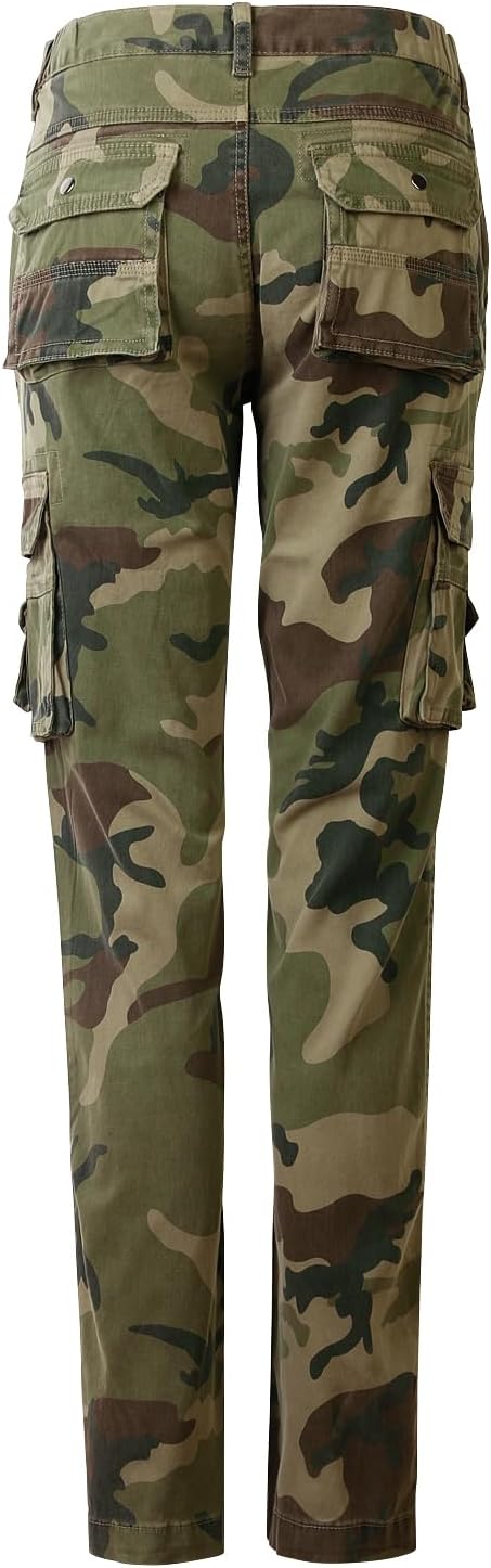 Aeslech Women's Cargo Pants - Cotton Stretch Military Camo Combat Pants with Pockets Casual Outdoor Utility Trousers - Image 6