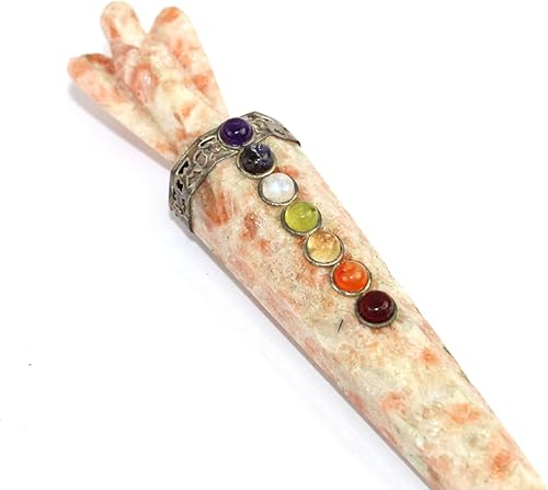 Miniatura 2 de Jet Natural Sunstone Angel Chakra Varita Varita Sanadora Meditación Ágata Reiki Aura Limpiador Ágata Energizada 4.5-5 pulgadas de largo