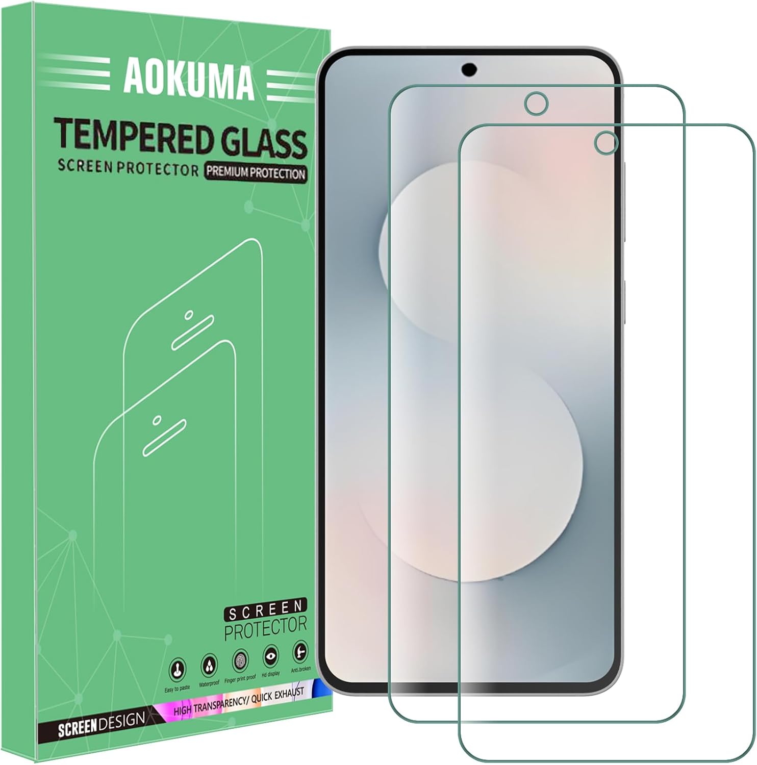 AOKUMA Tempered Glass for Samsung Galaxy S25 FE Screen Protector, (NOT for Samsung galaxy S25),[2 Pack] Premium Quality Guard Film, Case Friendly, Shatterproof