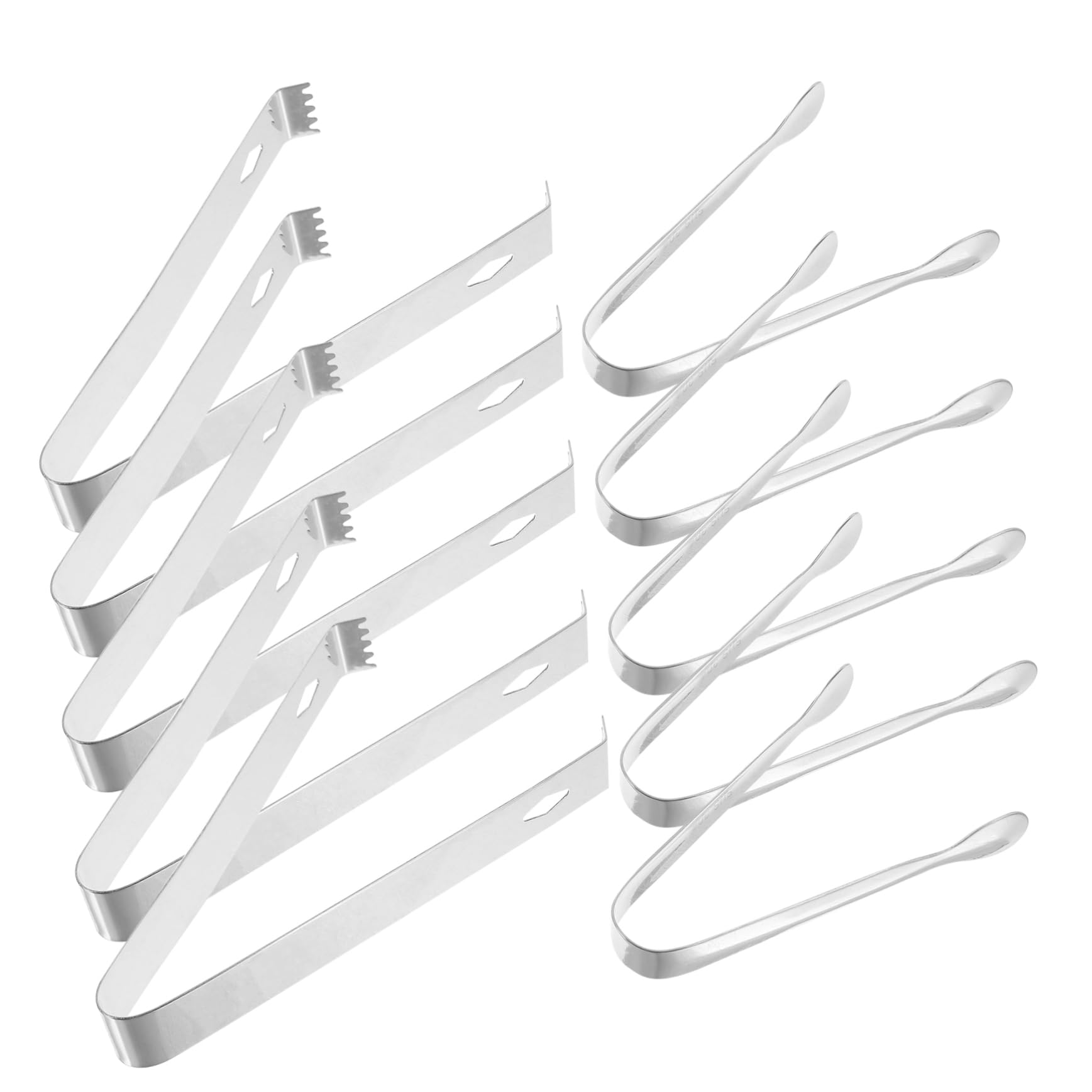 CIYODO 10pcs Stainless Steel Tongs for Appetizers Ice and Sugar Kitchen Utensils for Parties and Restaurants Easy to Use and