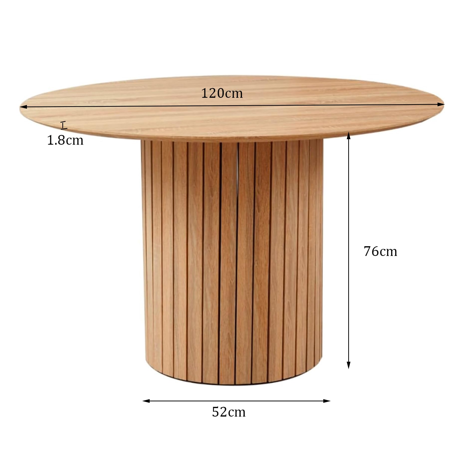 GrandCA HOME Table à Manger Ronde, Table de Cuisine Moderne 120 cm, Table de Salle à Manger avec Base Ronde en Bois, Grand Plateau en MDF pour 4 à 6 Personnes, Marron Clair