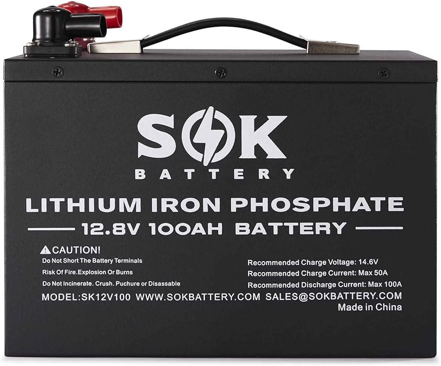Amazon | SOKバッテリー 12V 100Ah 1280Wh 鉄ケース リン酸鉄リチウム