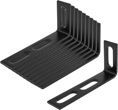 10 Pack 4-1/4 x 2 x 7/8 Black Adjustable Slotted L Angle Bracket