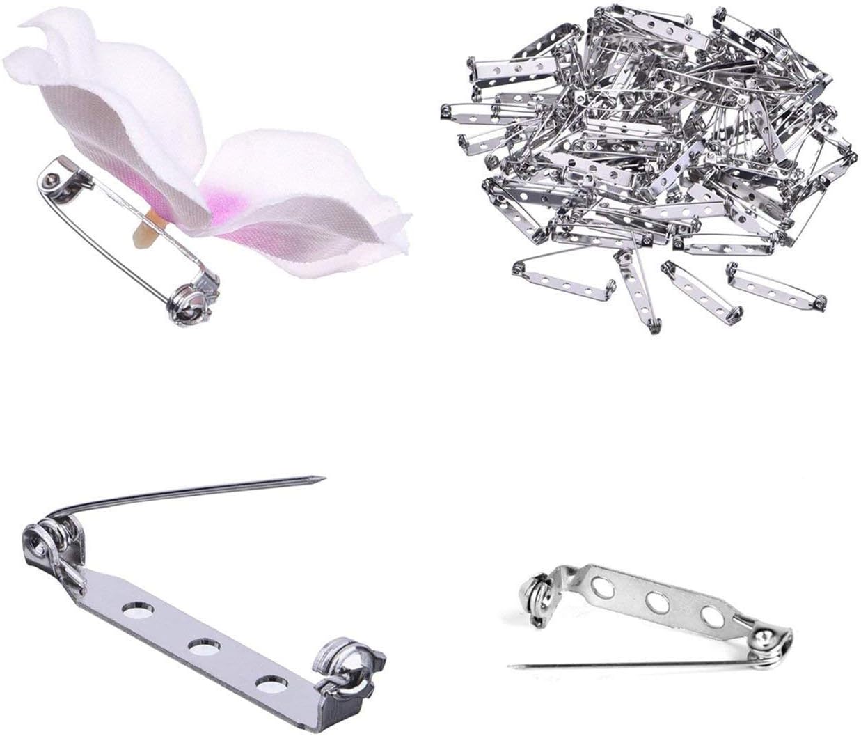 200 Pcs Silver Tone Brooch Pin Backs Clasp 1 Inch Bar Pins Findings 3 Holes Safety Pins for Badge Insignia, Citation Bars, Making Corsage, Name Tags, Toy Pins and Jewelry Making by STARVAST