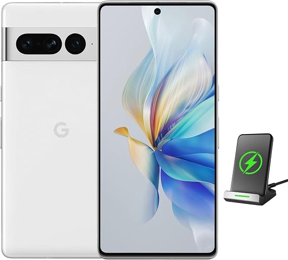 Google Pixel 7 Pro Unlocked Android Phones - 5G Smartphones with 512GB Storage, 12GB RAM, 6.7 QHD OLED, Triple Camera, 24-Hr Battery, Includes Wireless Charging Bundle, Snow