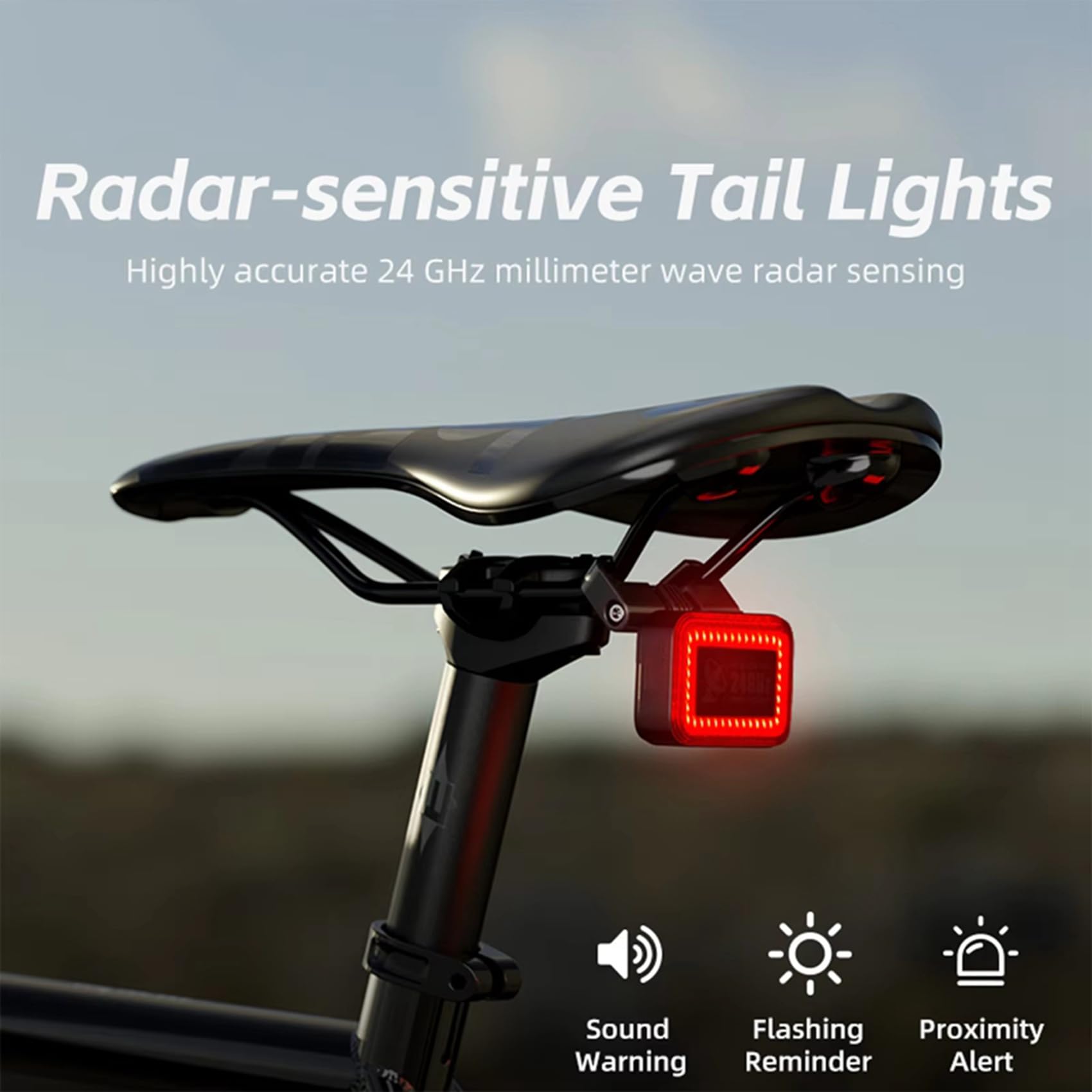 2X Luce Posteriore per Bicicletta con Radar da 24 GHz, Sensore Intelligente, Luce di Avvertimento per Bicicletta, Luce LED Impermeabile IP64, Accessori per Bici