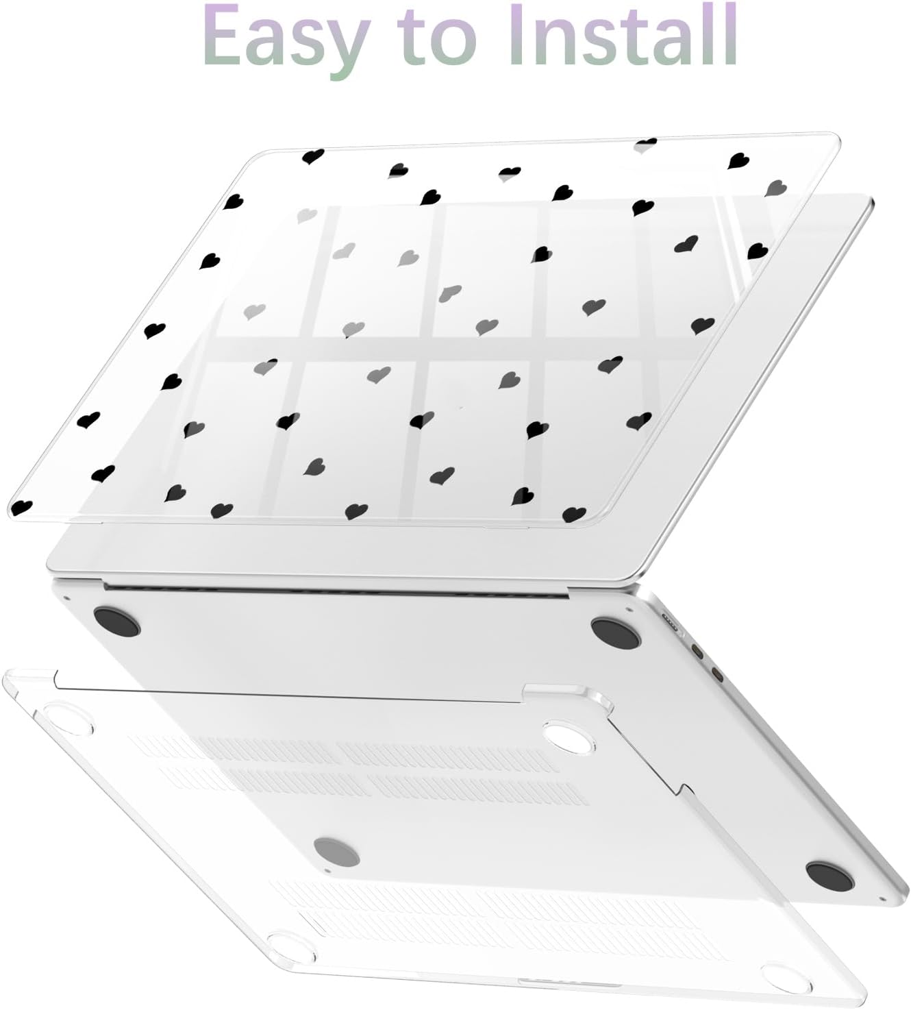 Compatible with MacBook Pro 14 inch Case M5 M4 M3 M2 M1 Pro/Max 2026-2021 A3427 A3426 A3434 A3112 A3185 A3401 A2918 A2992 A2779 A2442, Cute Black Love Heart Hard Shell Clear Cover
